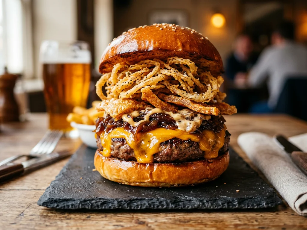 Cheeseburger: doble smash, bacon crujiente, Havarti, cheddar y salsa Big Mac